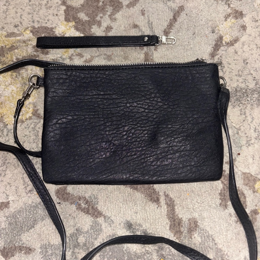Express Black Textured Wristlet Clutch